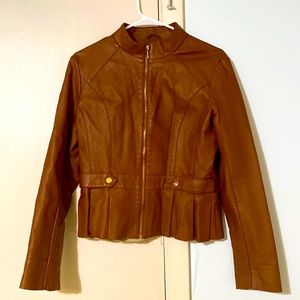 NY&Co brown faux leather jacket, size medium